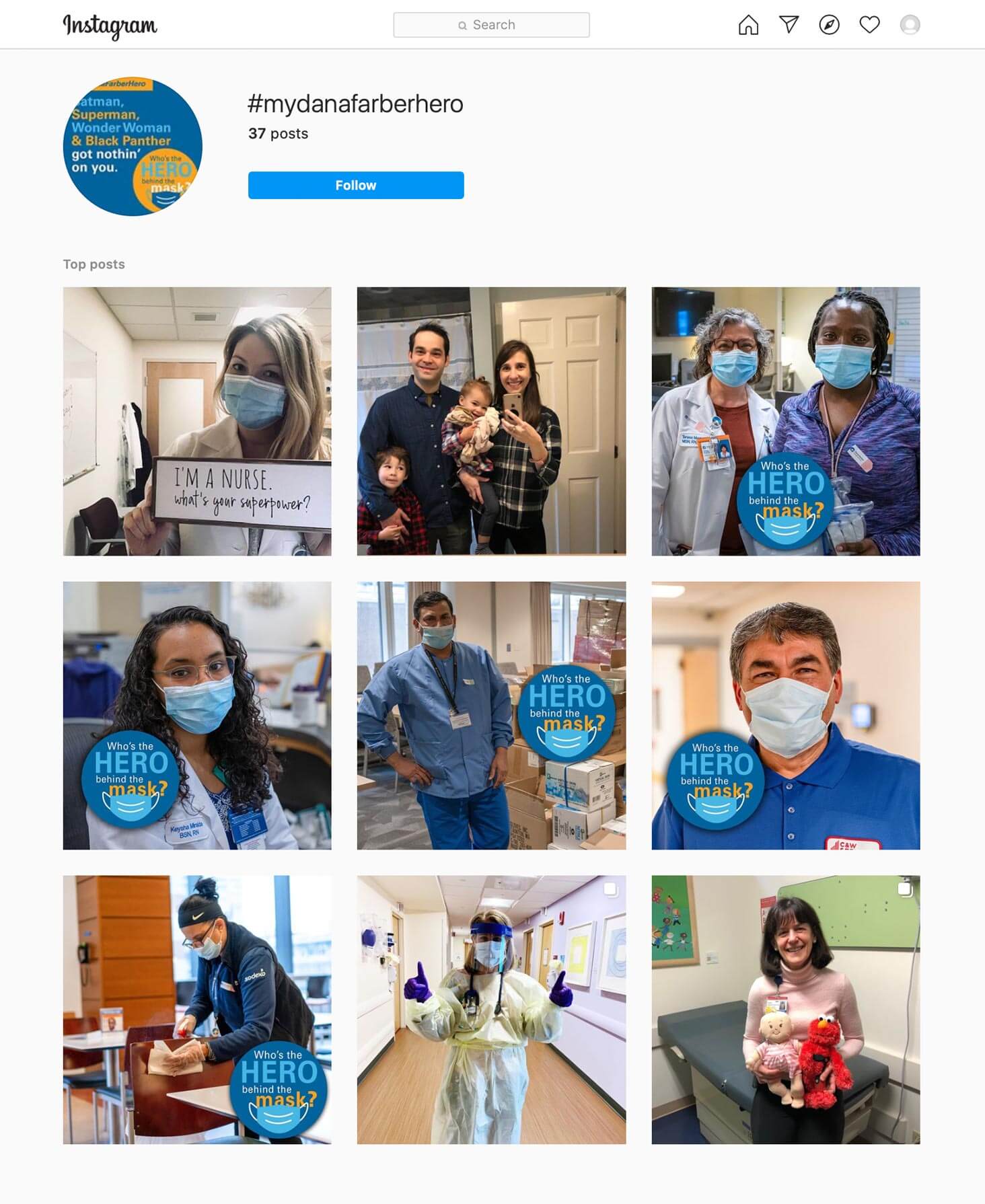 df-mask-instagram Dana-Farber Cancer Institute. Hero behind the mask.