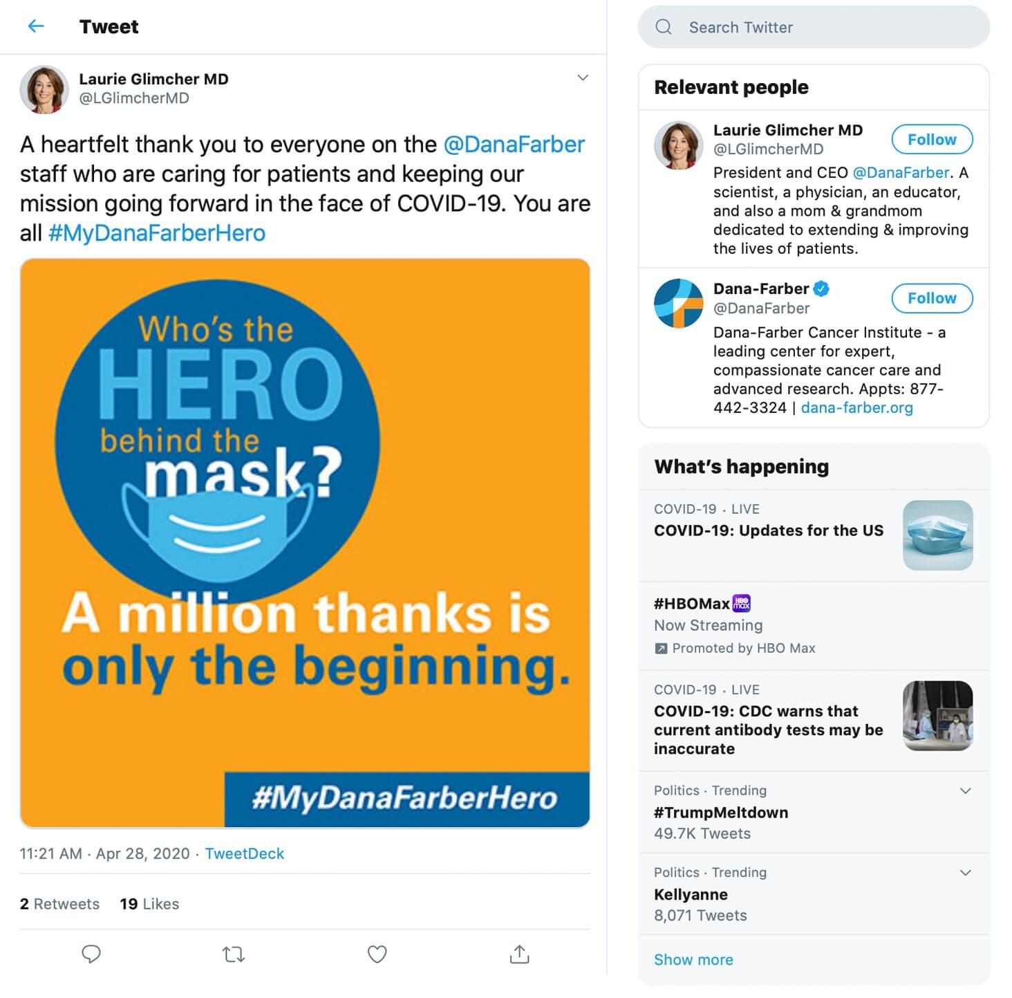 df-mask-tweet2 Dana-Farber Cancer Institute. Behind the mask.