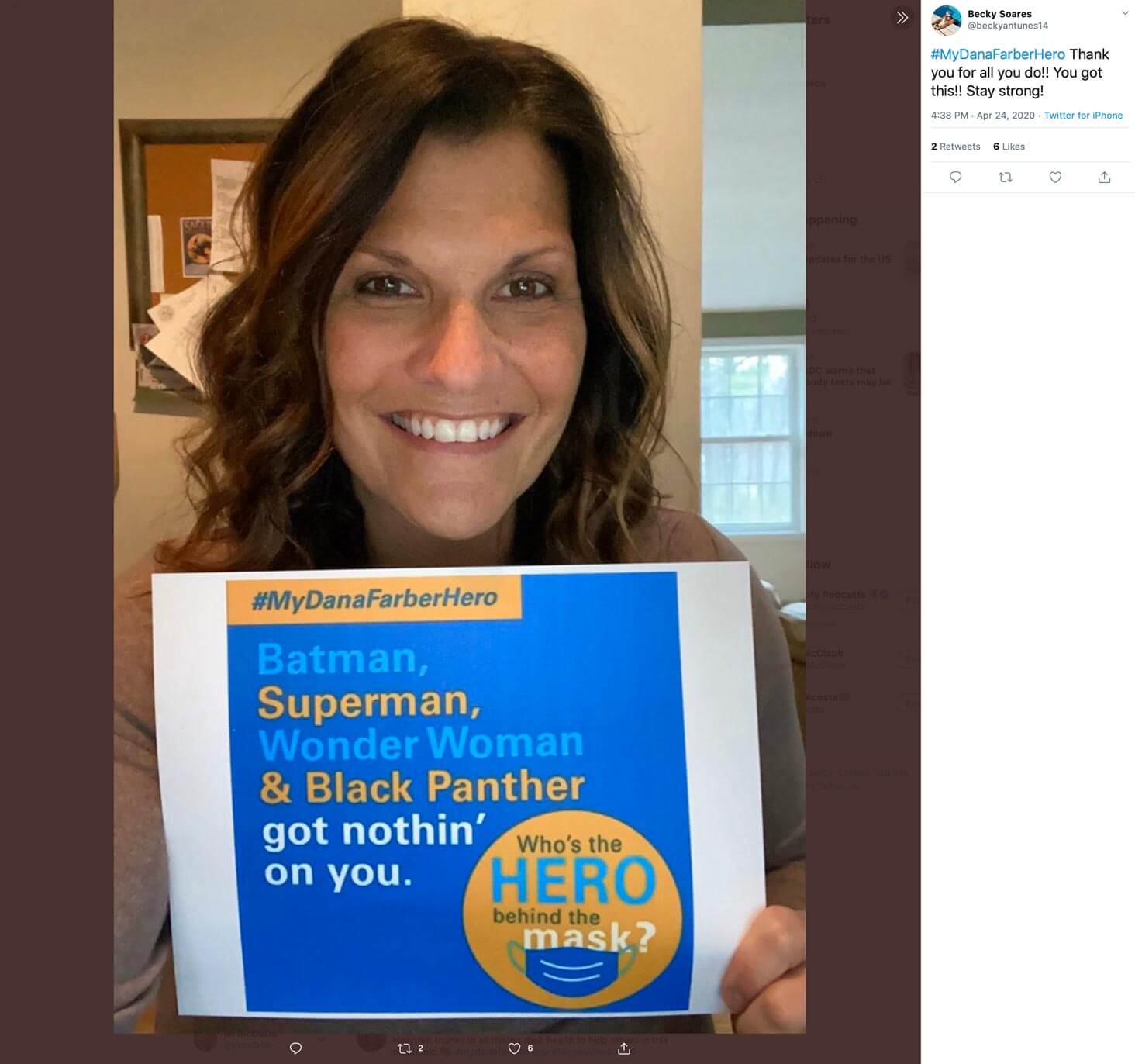 df-mask-woman Dana-Farber Cancer Institute. Hero behind the mask