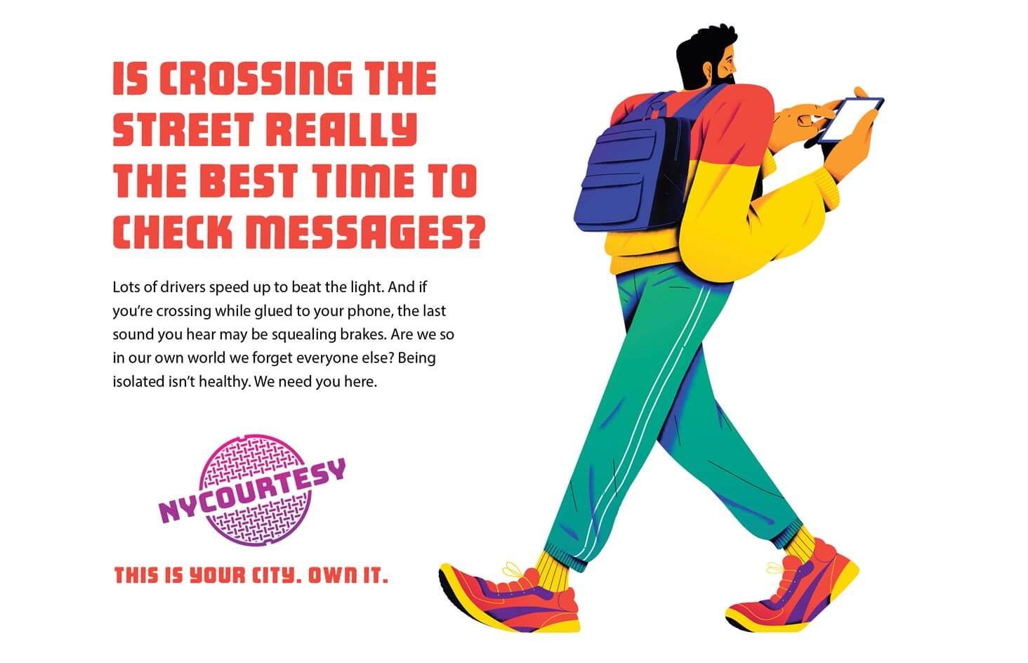 ny-courtesy-ad-1 New York Courtesy. Is crossing the street really the best time to check messages?