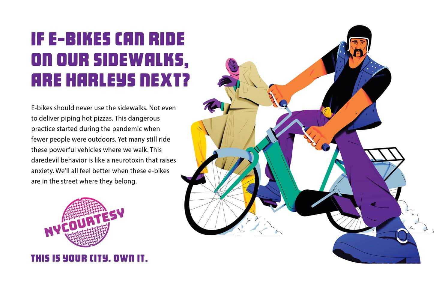 ny-courtesy-ad-3 New York Courtesy. If e-bikes can ride on our sidewalks, are Harleys next?