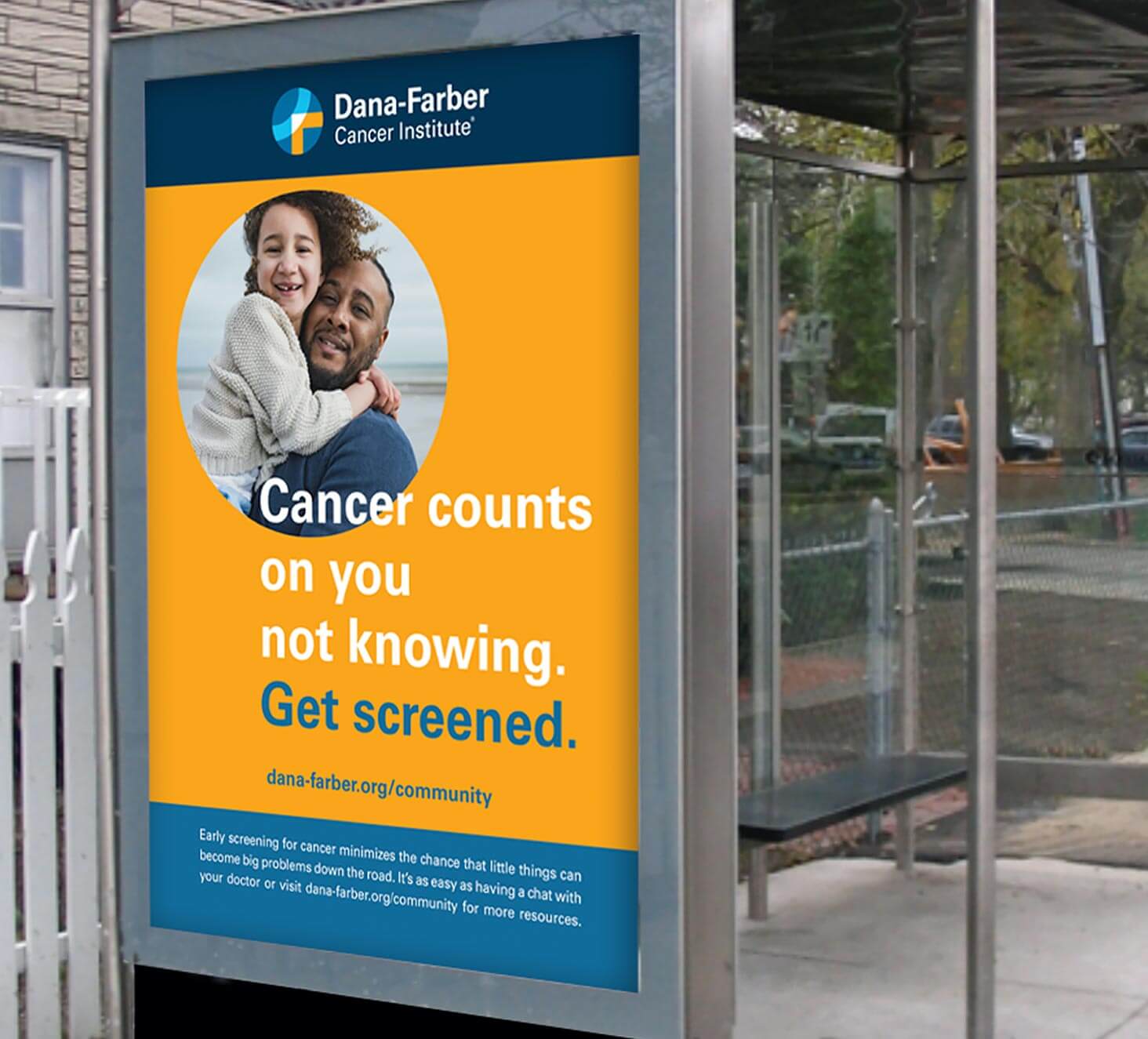 Dana-Farber Cancer Institute. Bus stop poster.