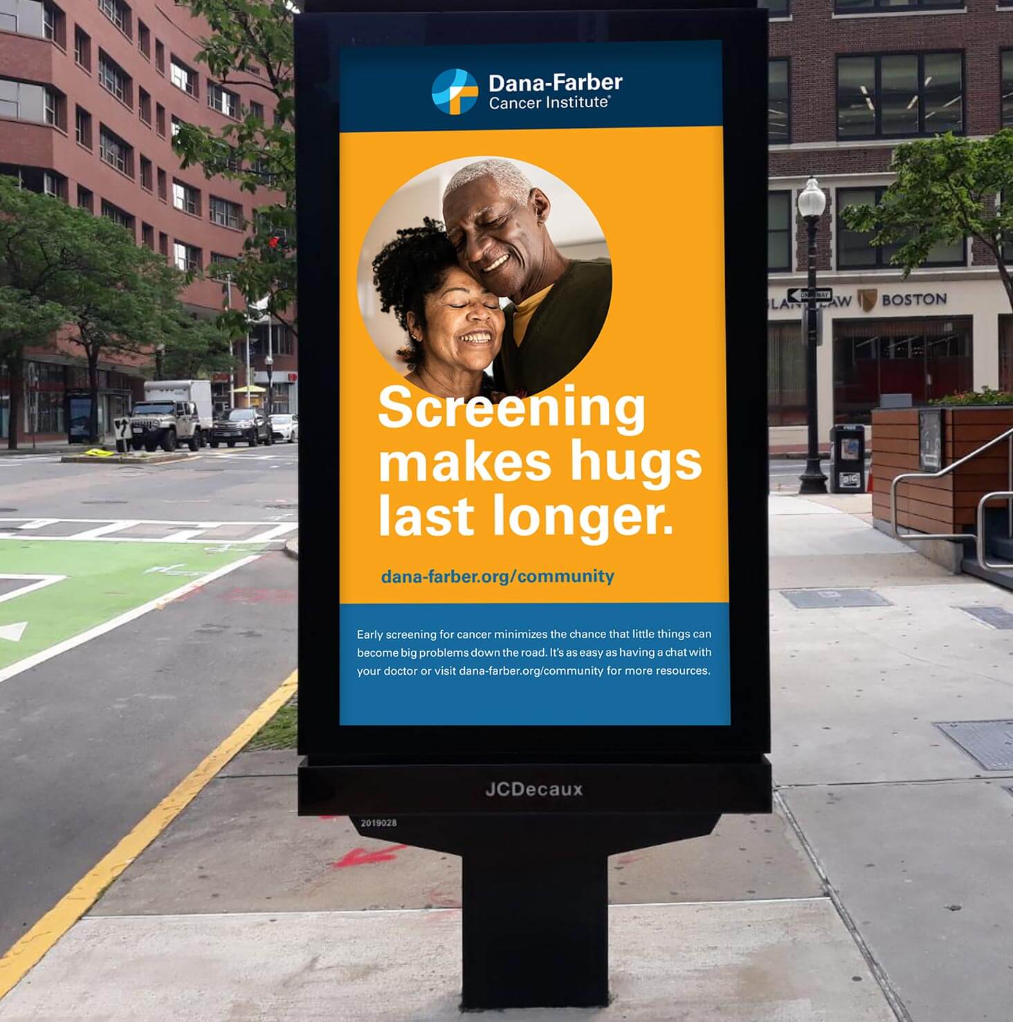 Dana-Farber Cancer Institute. Screening makes hugs last longer.